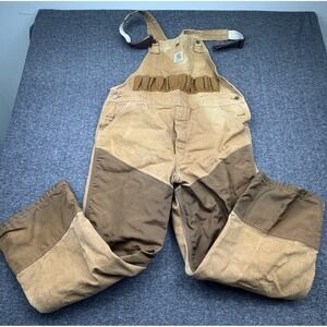 Carhartt Hunting Bib Overalls Mens Sz 40x30 Tan Brown USA Briar BU256 Vtg